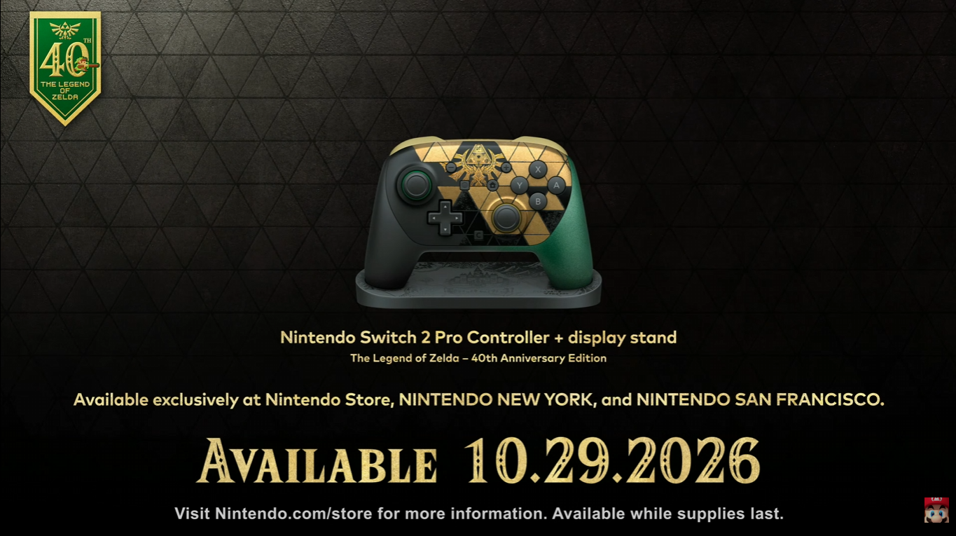 Suporte comemorativo para o Pro Controller 2 inspirado em The Legend of Zelda.